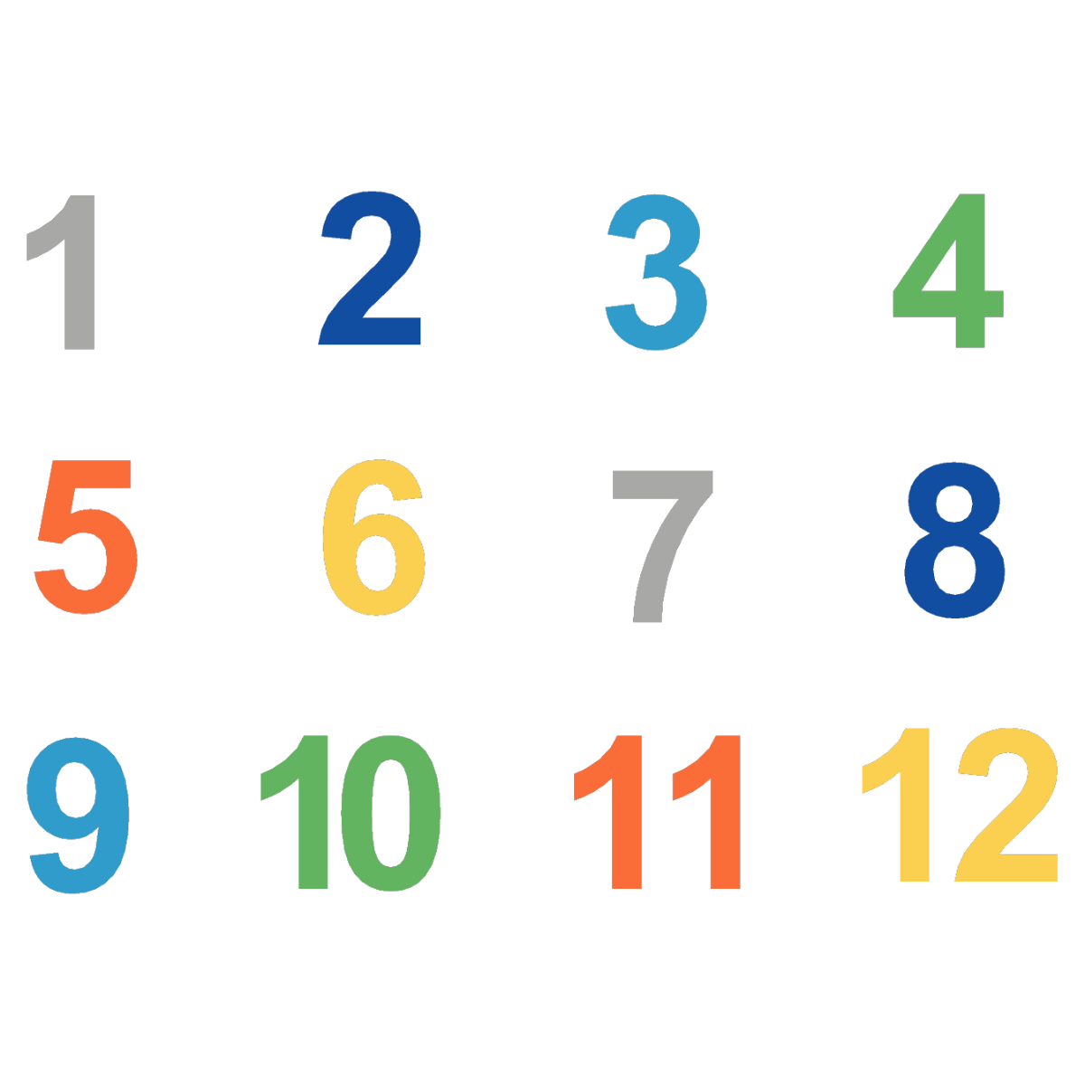 Zahlen 1-12 UV Farben - Riteco AG